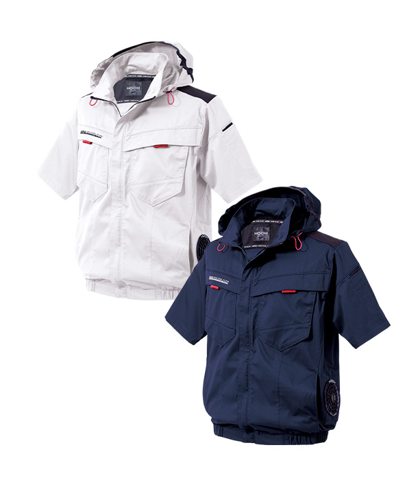 HOOH】村上被服 空調服 半袖フードジャケット(サイドファン取付、フル