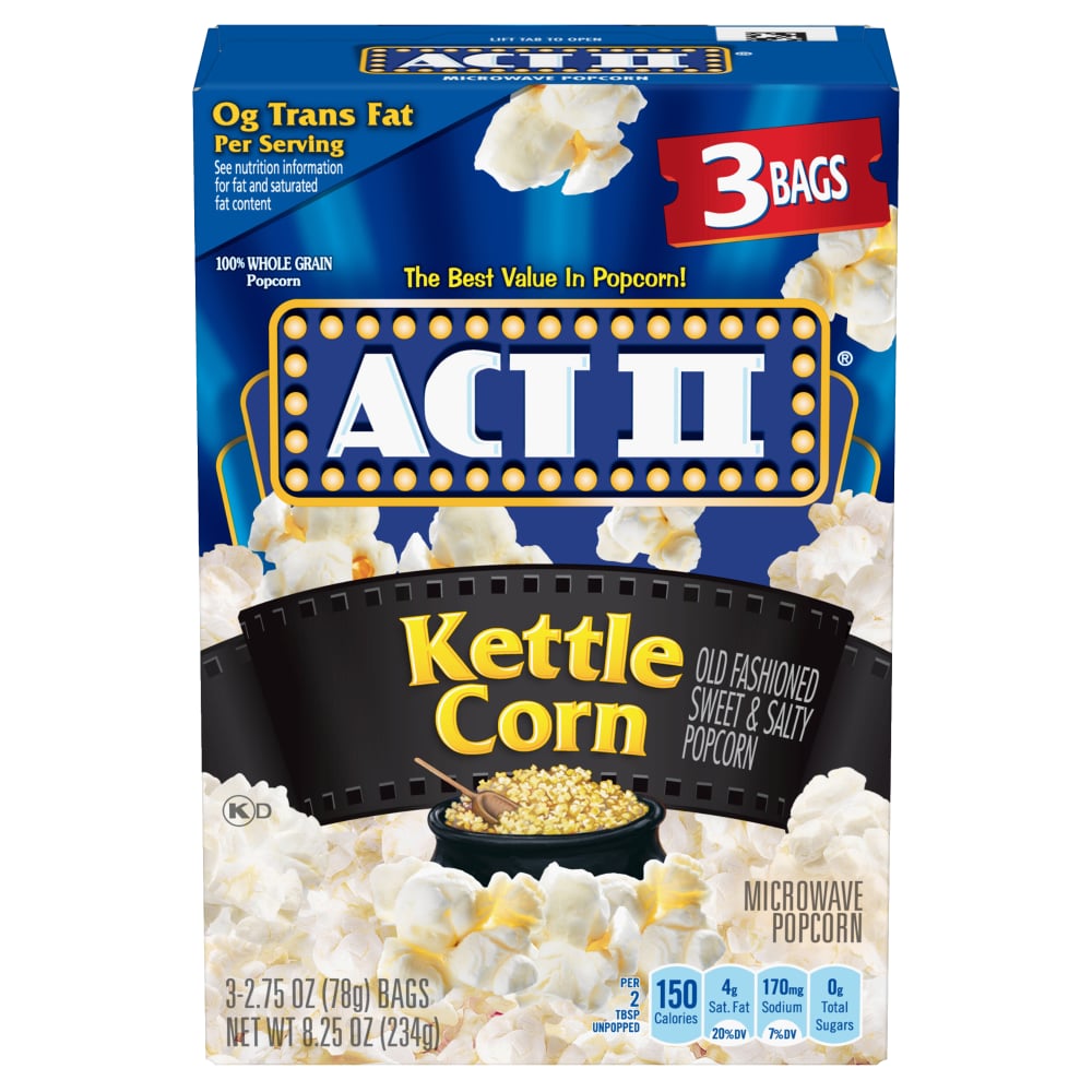 Act II® Kettle Corn Microwave Popcorn, 3 ct / 2.75 oz - Foods Co.