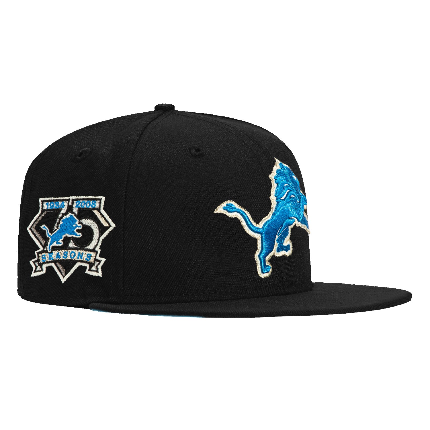 New Era 59Fifty Detroit Lions 75th Anniversary Patch Hat - Black