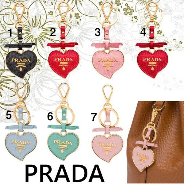 プラダ コピー ハート☆サフィアーノxメタル キーリング トリック 7色