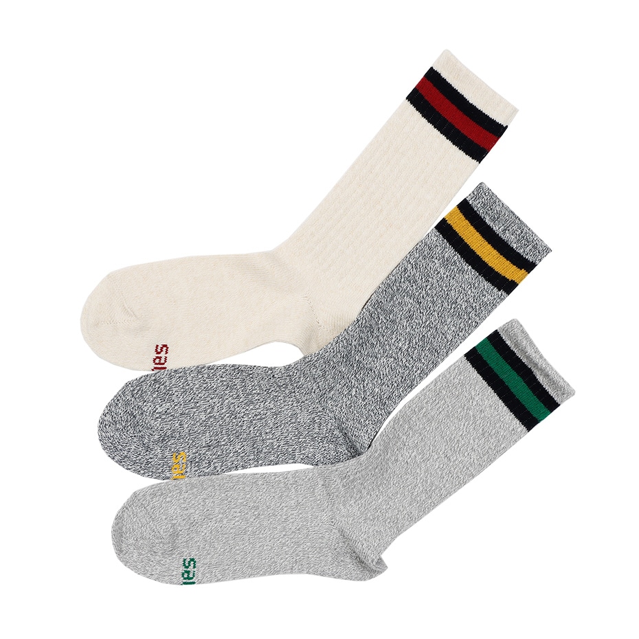 3足組 フルレングスリブソックス【ノンパイル】カラー1 | ヘインズの