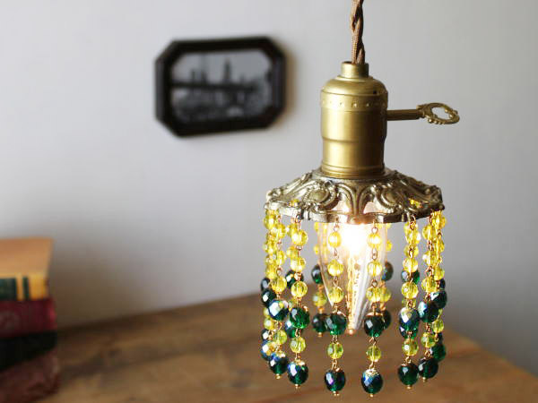 ヴィンテージチェコビーズプリズムランプ/アンティークミニ