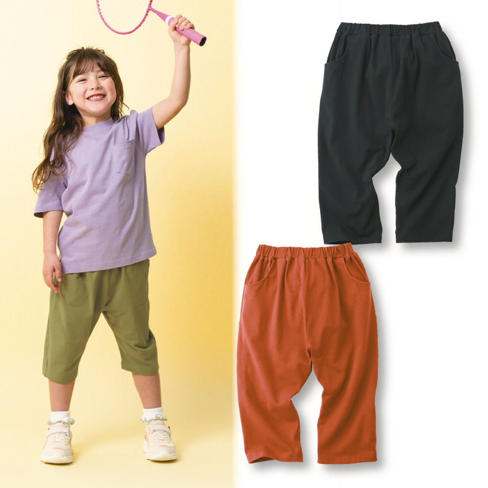 ストレッチ7分丈サルエルパンツ[子ども服、男の子、女の子]【110