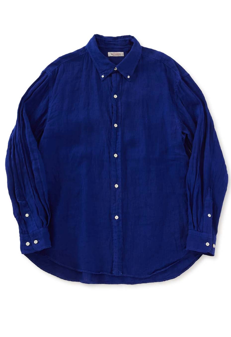 Hエンブロイダリー リネンキャンバス ボタンダウン ロングスリーブ