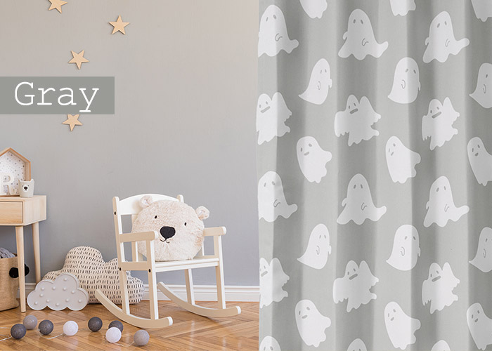 子供部屋に！かわいらしい「おばけ」をデザインした2級遮光カーテン