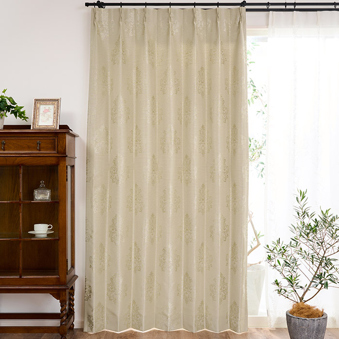 ラグジュアリーなダマスク柄のジャガード織2級遮光カーテン ロワール