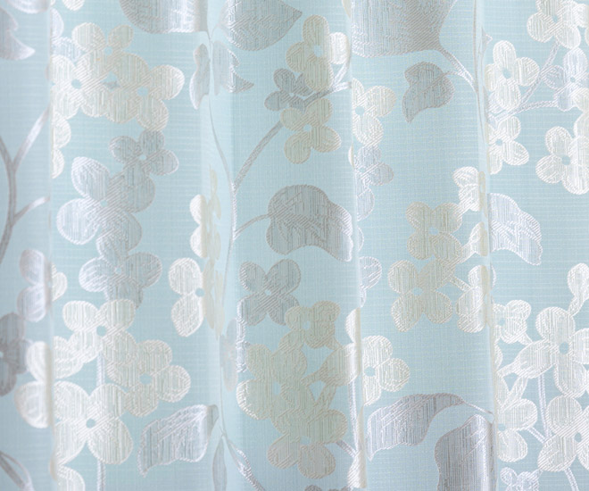 光沢が美しい花柄のジャガード織裏地付き3級遮光カーテン フラン（D