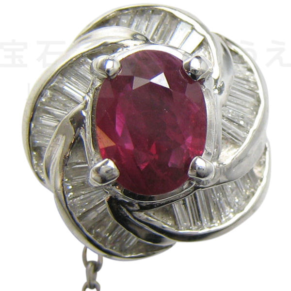 ショッピングサイト / プラチナ製ルビータイピン(ピンブローチ/タイタック)