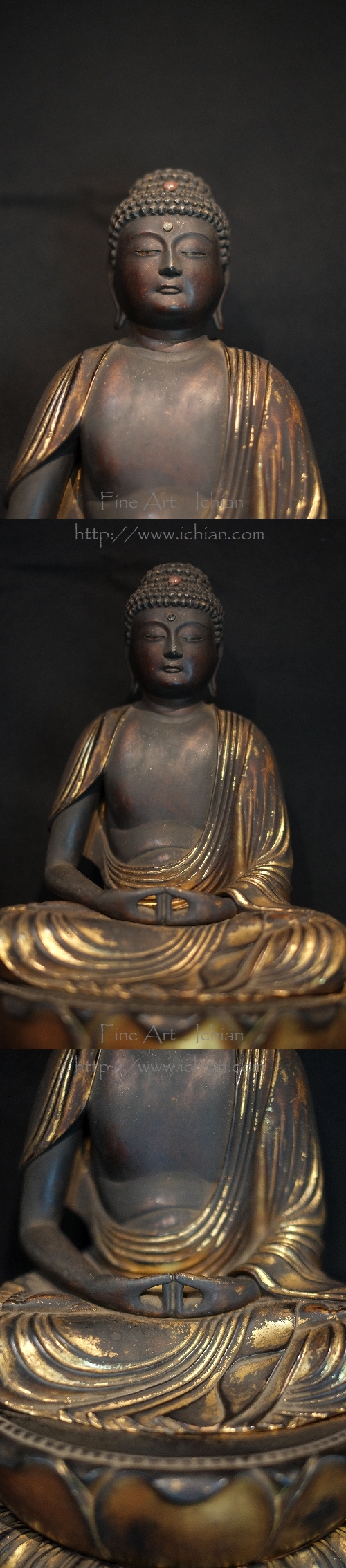 木彫玉眼 阿弥陀如来座像室町～江戸時代頃 優美 :: ichian