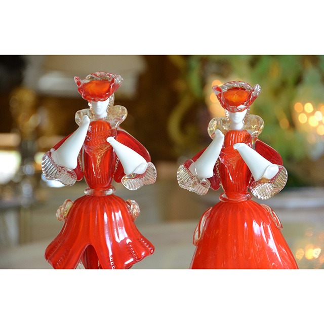 ベネチアングラス人形、ペアー ベネチアンガラス 人形 ムラノ ぺア