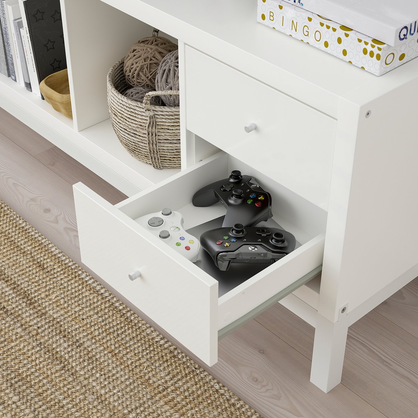 KALLAX カラックス インサート 引き出し2段, ハイグロス ホワイト