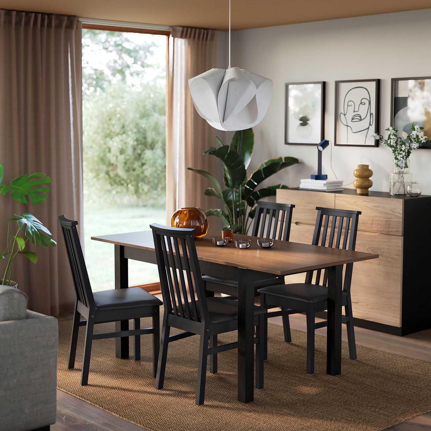 ÅLHULT オールフルト 伸長式テーブル, ブラック/ブラウン, 120/170x80