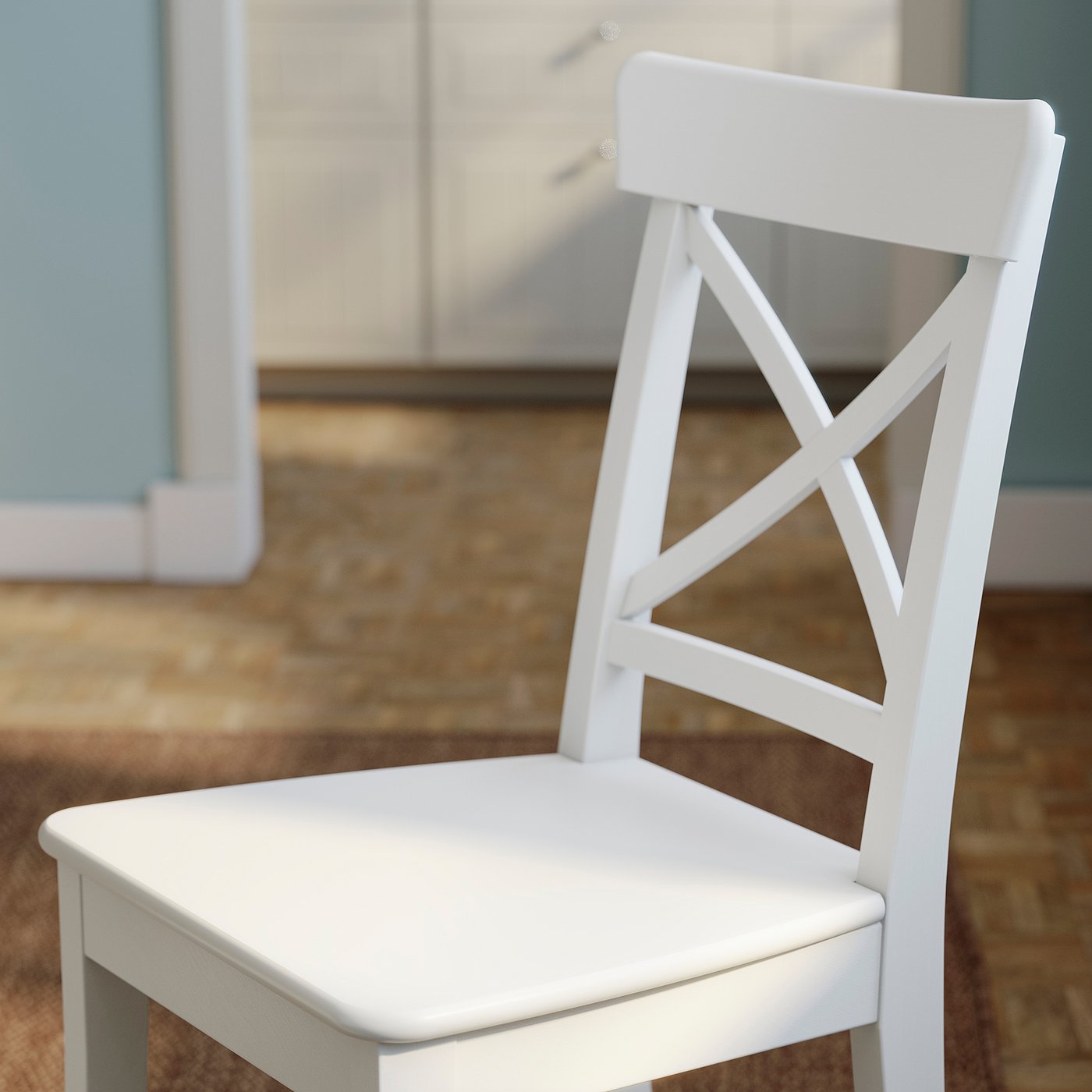 3脚 IKEA ダイニングチェア ローセントルプ ホワイト ROSENTORP