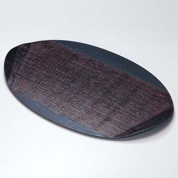 木の葉膳 布貼り 溜 木製 漆塗り ランチョンマット・折敷 12-08402