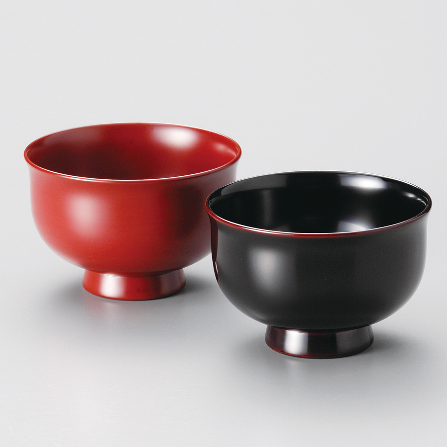 夫婦汁椀 羽反り 古代朱・溜内黒 2客セット 木製 漆塗り 12-03403 漆器