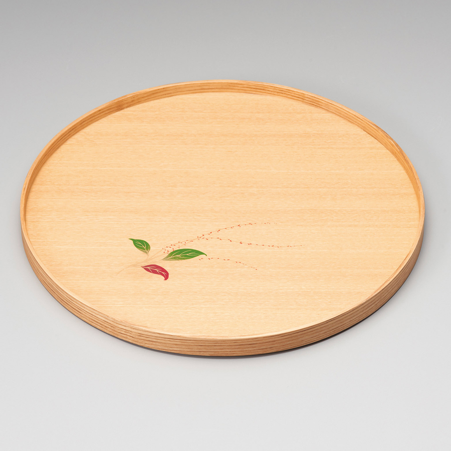 丸盆 10.0 水引草 タモ 木製 トレー 12-10801 漆器の井助