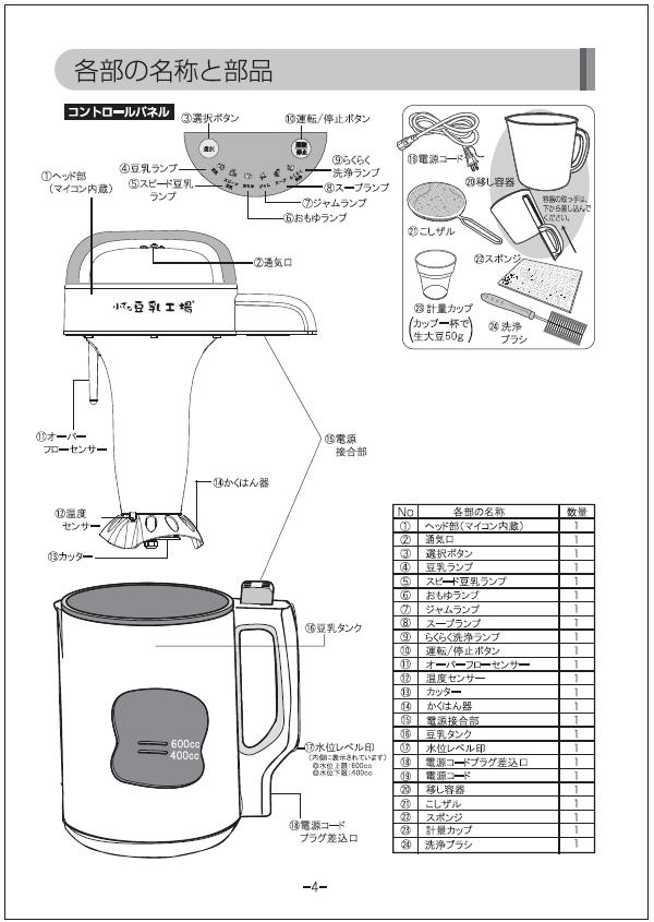 家庭用豆乳メーカー ”小さな豆乳工場”：DJ06P-DS901SG
