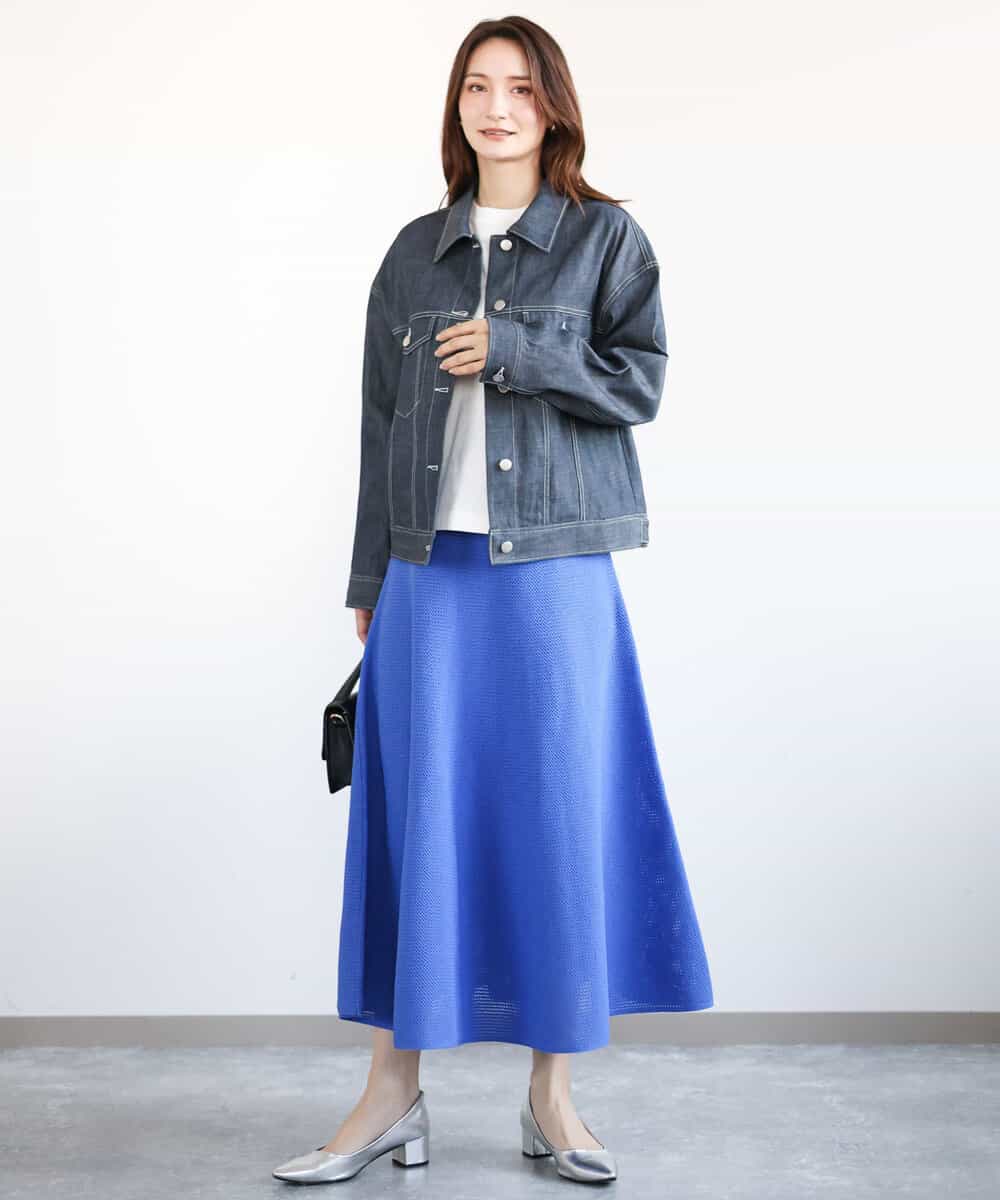 フレアシルエットスポディッシュニットスカート/洗える(ロング・マキシ