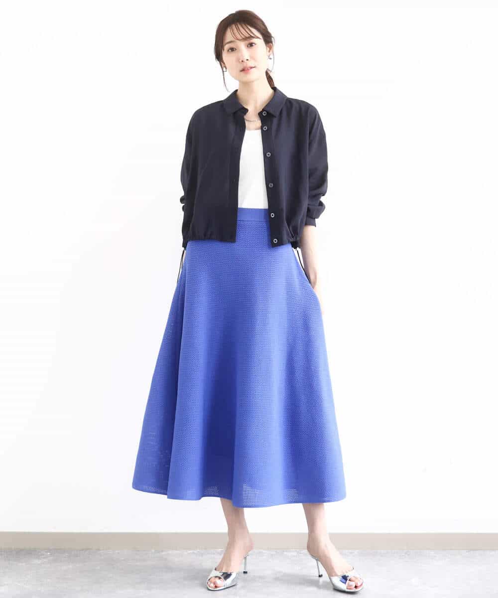 フレアシルエットスポディッシュニットスカート/洗える(ロング・マキシ