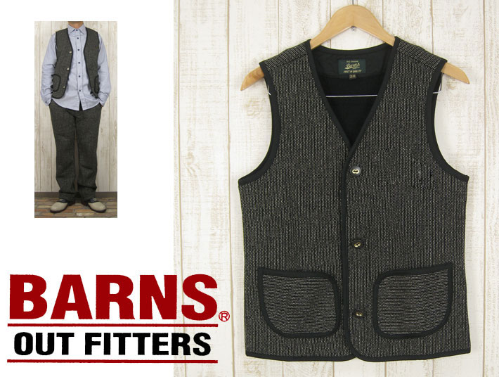 BARNS バーンズ ゴマ塩ニット ビーチクロス ワークベスト BEACH CLOTH