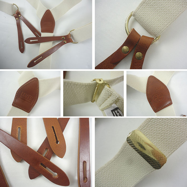 Levi's サスペンダーベルト レザー ボタン用 ベージュ✖︎ブラウン