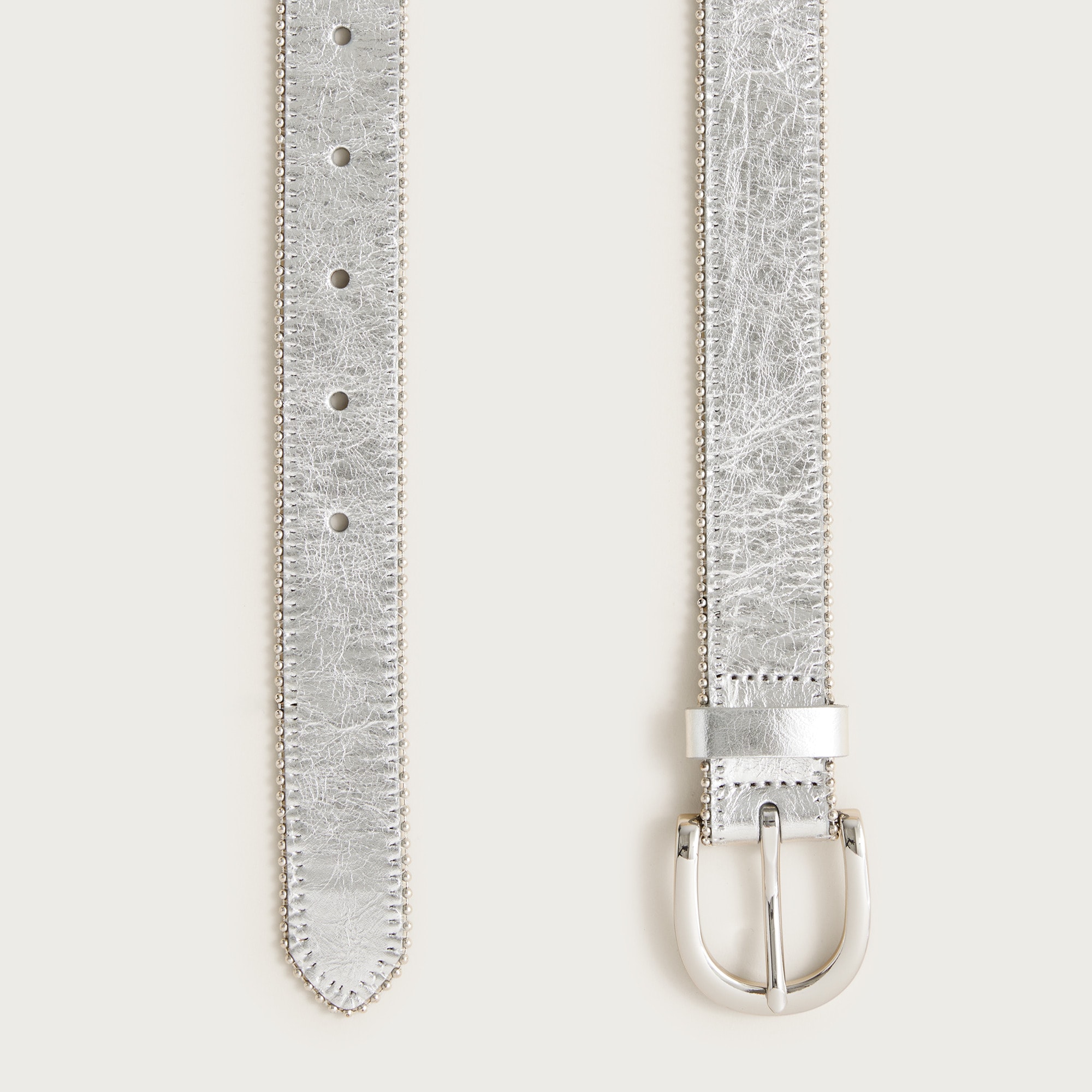 Classic Studded-edge Belt In Metallic Leather For Women | J.Crew