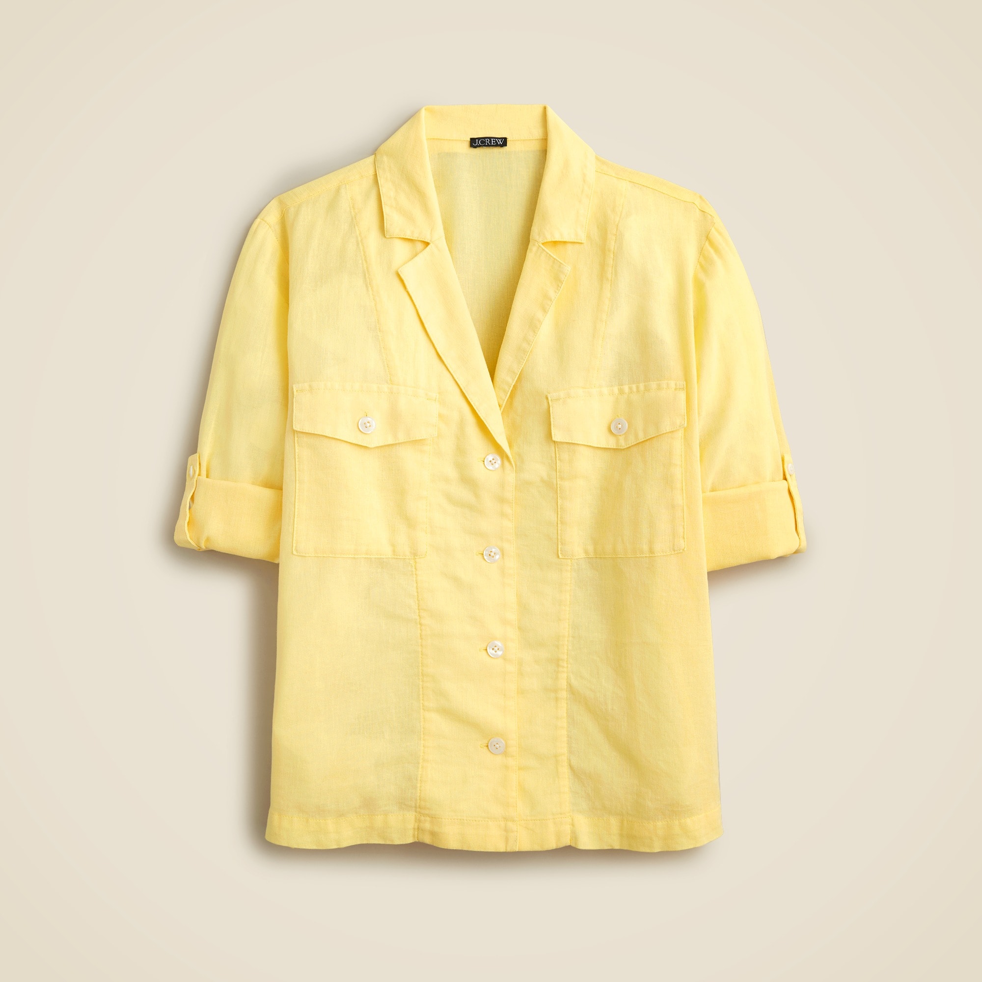 Camp-collar Shirt In Featherweight Linen Blend For Women | J.Crew