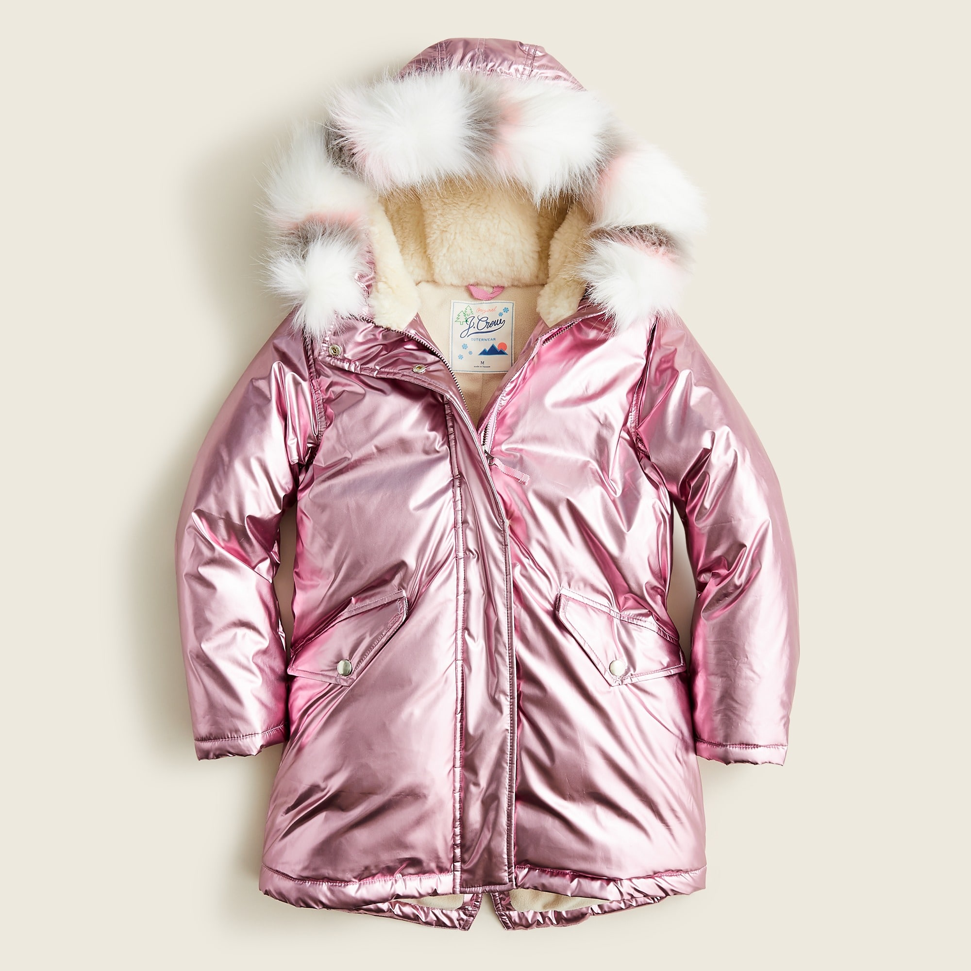 Girls' Metallic Fishtail Parka With Eco-friendly PrimaLoft® For