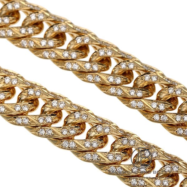 K18 6面 ダブル 27g 20cm ダイヤ ブレスレット 造幣局刻印有り 1.60ct