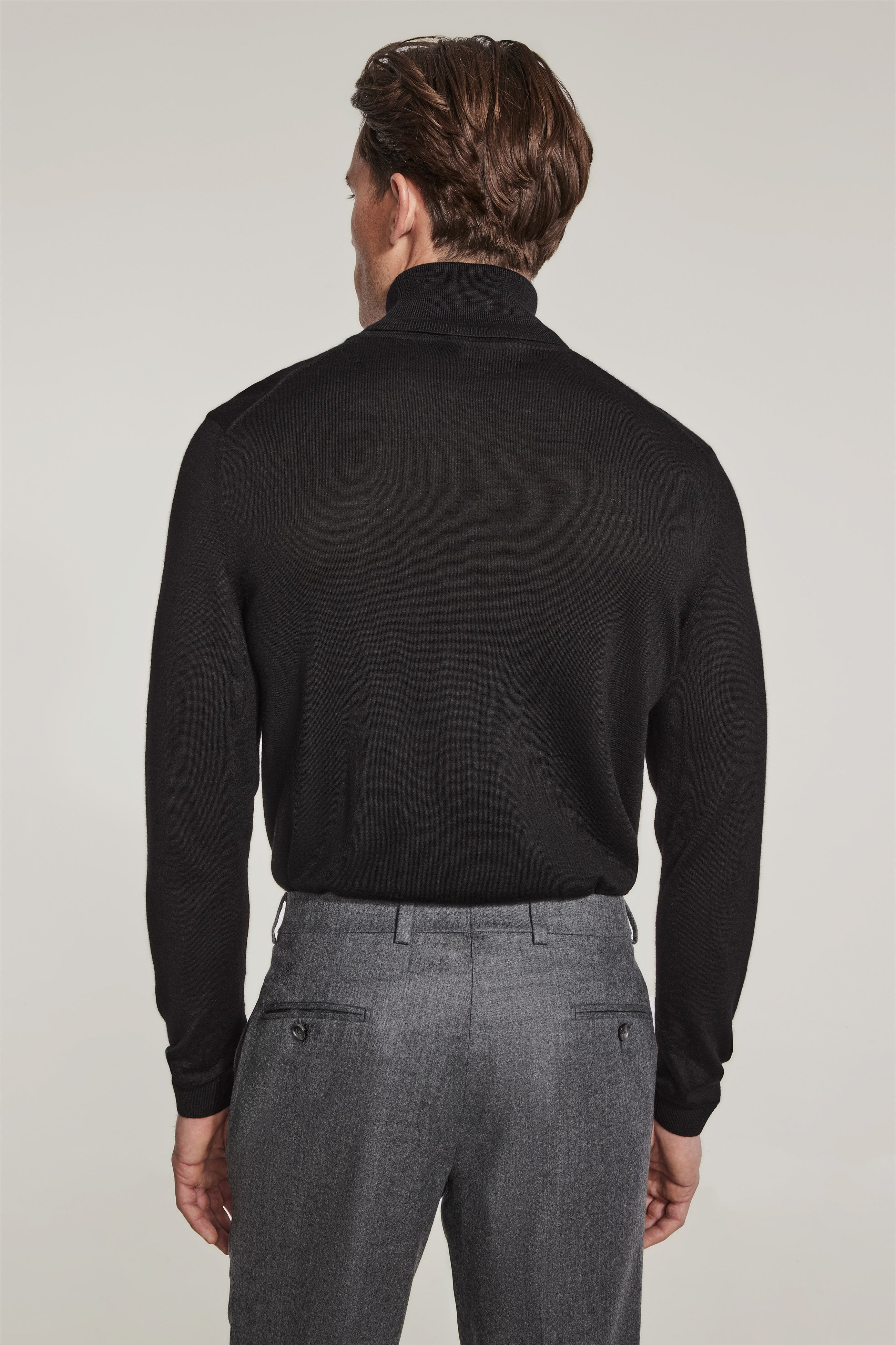 Black Roll Neck - Wool, Silk, and Cashmere | Jack Victor