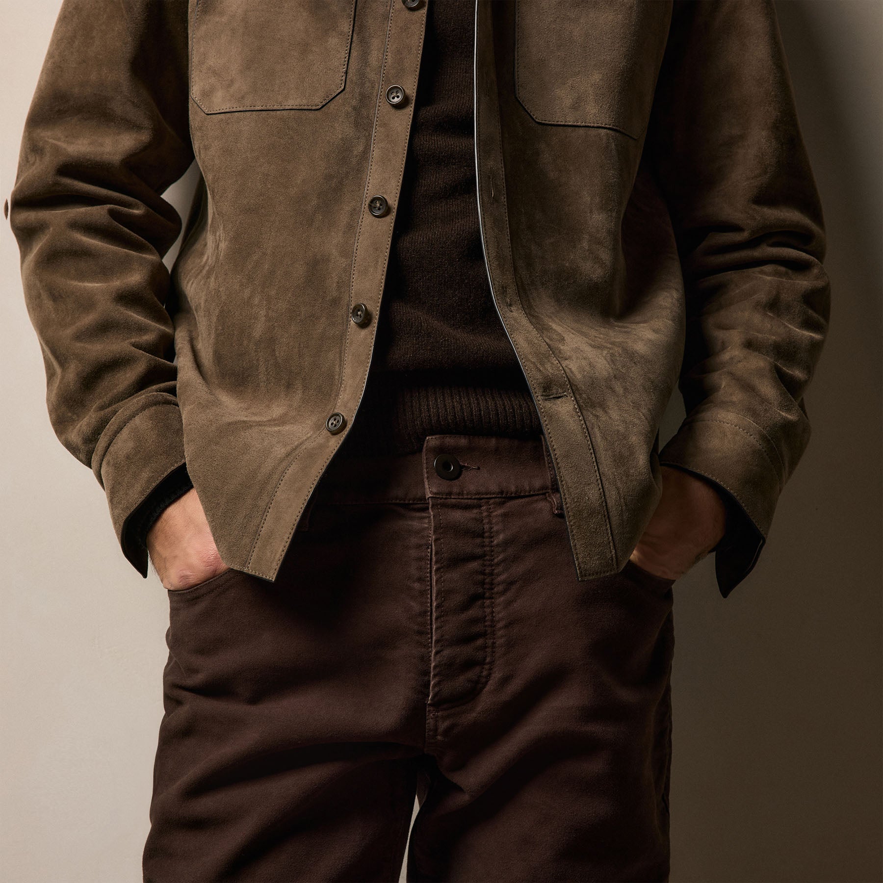 Suede Western Shirt - Caribou | James Perse Los Angeles