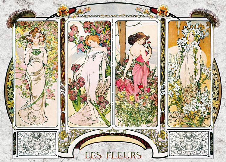 EPO-54-007 アルフォンス・ミュシャ作 四つの花 2000ピース エポック社