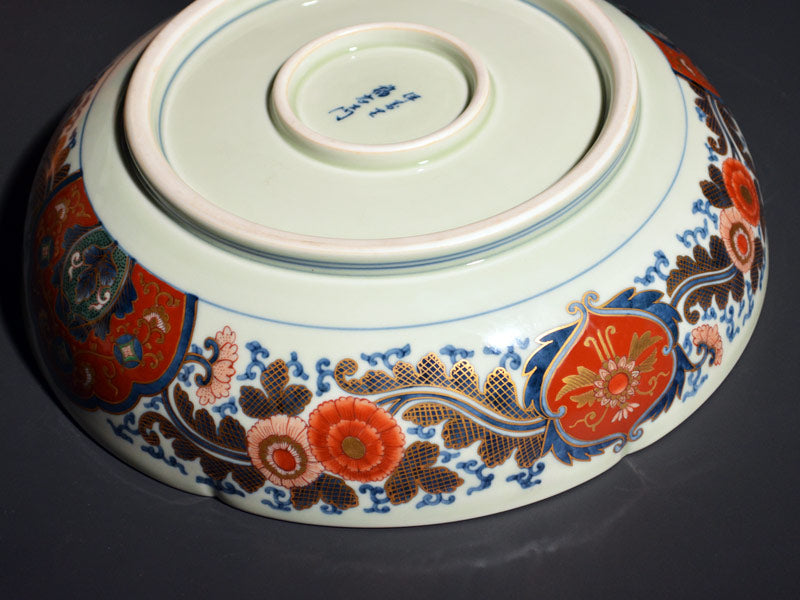 伊万里 染付 ねじれ文 みじんこ 風景図 深鉢 [B22151] 骨董○古 染付