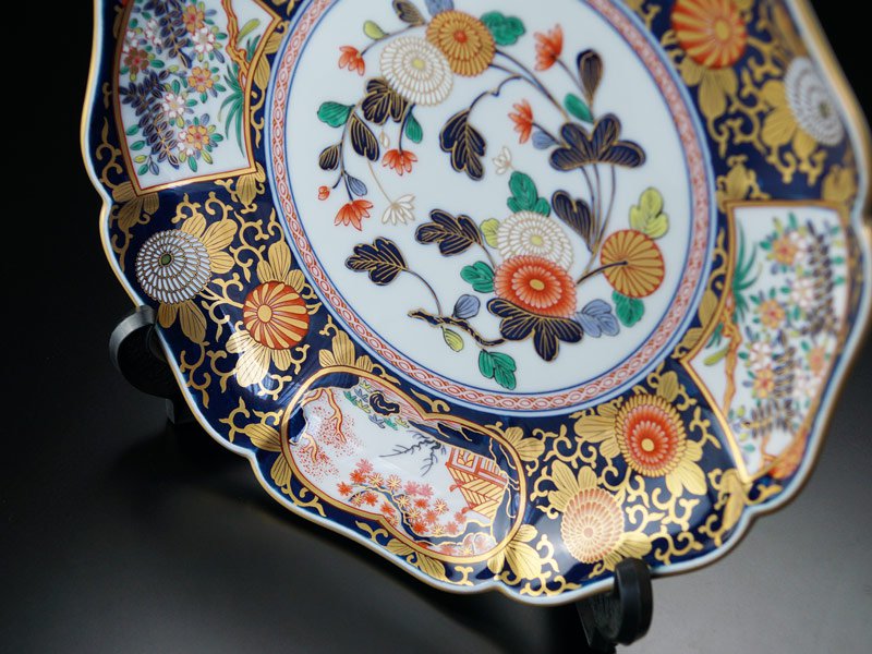 有田焼】大皿 染錦金彩琳派図