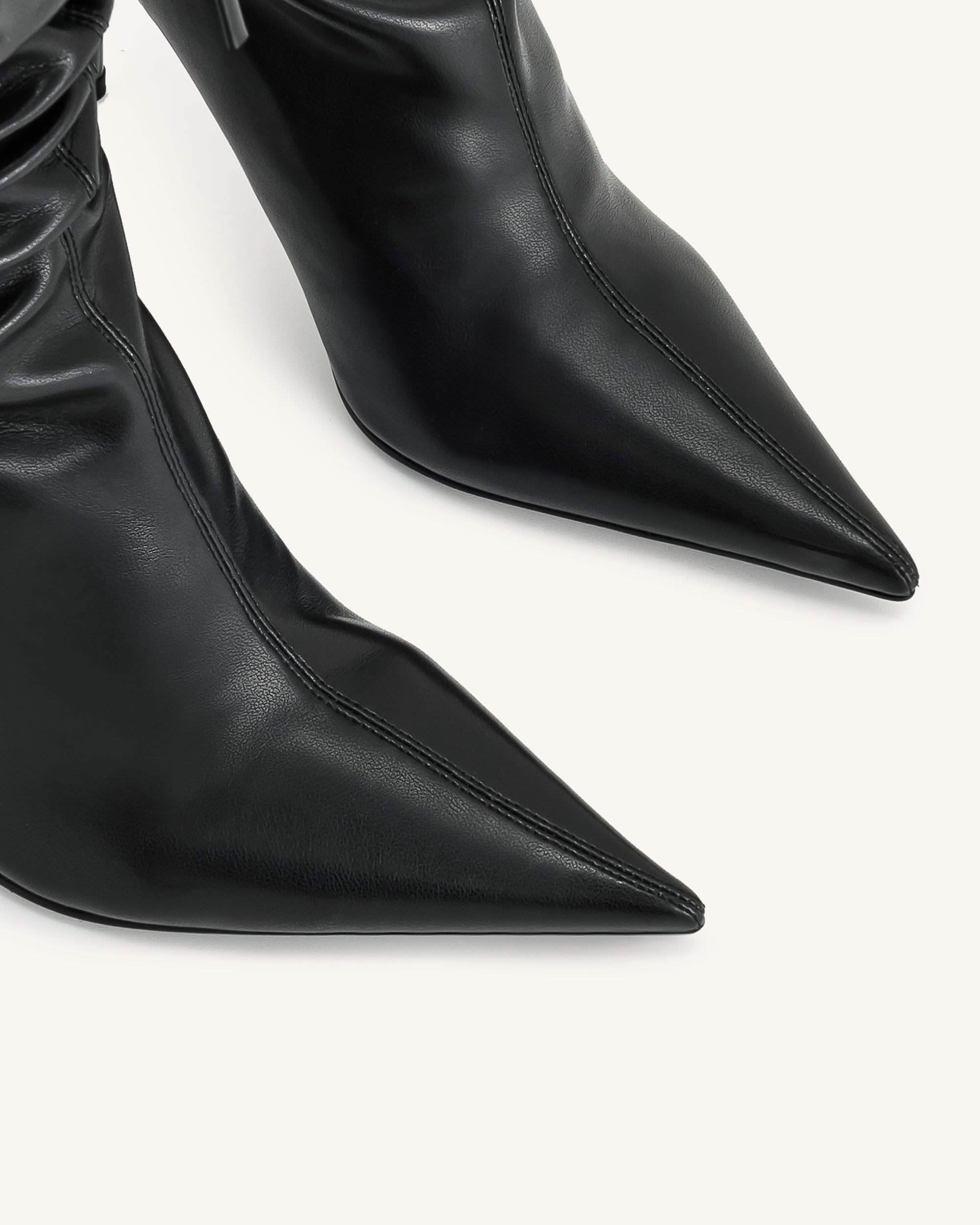 Olivia Leather High Heel Boots - Black | JW PEI