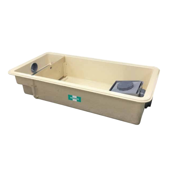 GFR-15PAU】-ホーコス『パイプ流入式』超浅型グリース阻集器（鋼板製蓋