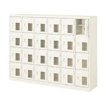 窓あり 24人用 扉付きシューズボックス（シューズボックス 扉付き