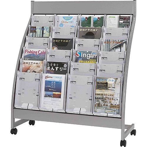 パンフレットスタンド A4判 4列6段 ケース付替可能タイプ ホワイト PSL