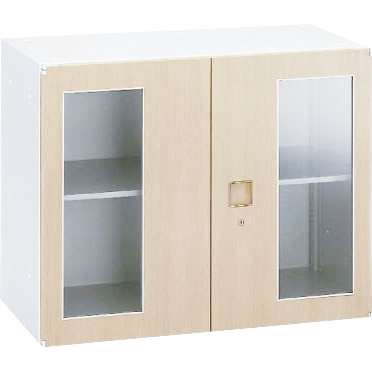 4B31GF-ZF51 オカムラ レクトライン 木目 ガラス両開き書庫 高さ710mm