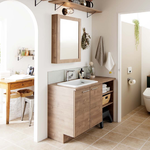 TOTO 洗面化粧台 ドレーナ 間口1200mm 両開き 木枠一面鏡600mm収納付