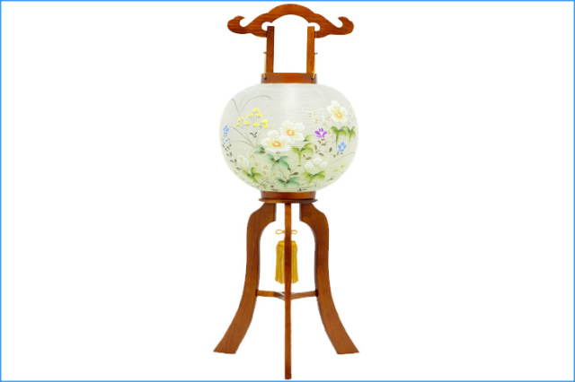 盆提灯 萩の香 絹二重絵入 12号 （8433-12-500）送料