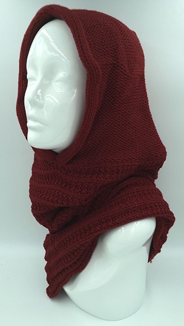 Hooded knit snood | Orange Scarf