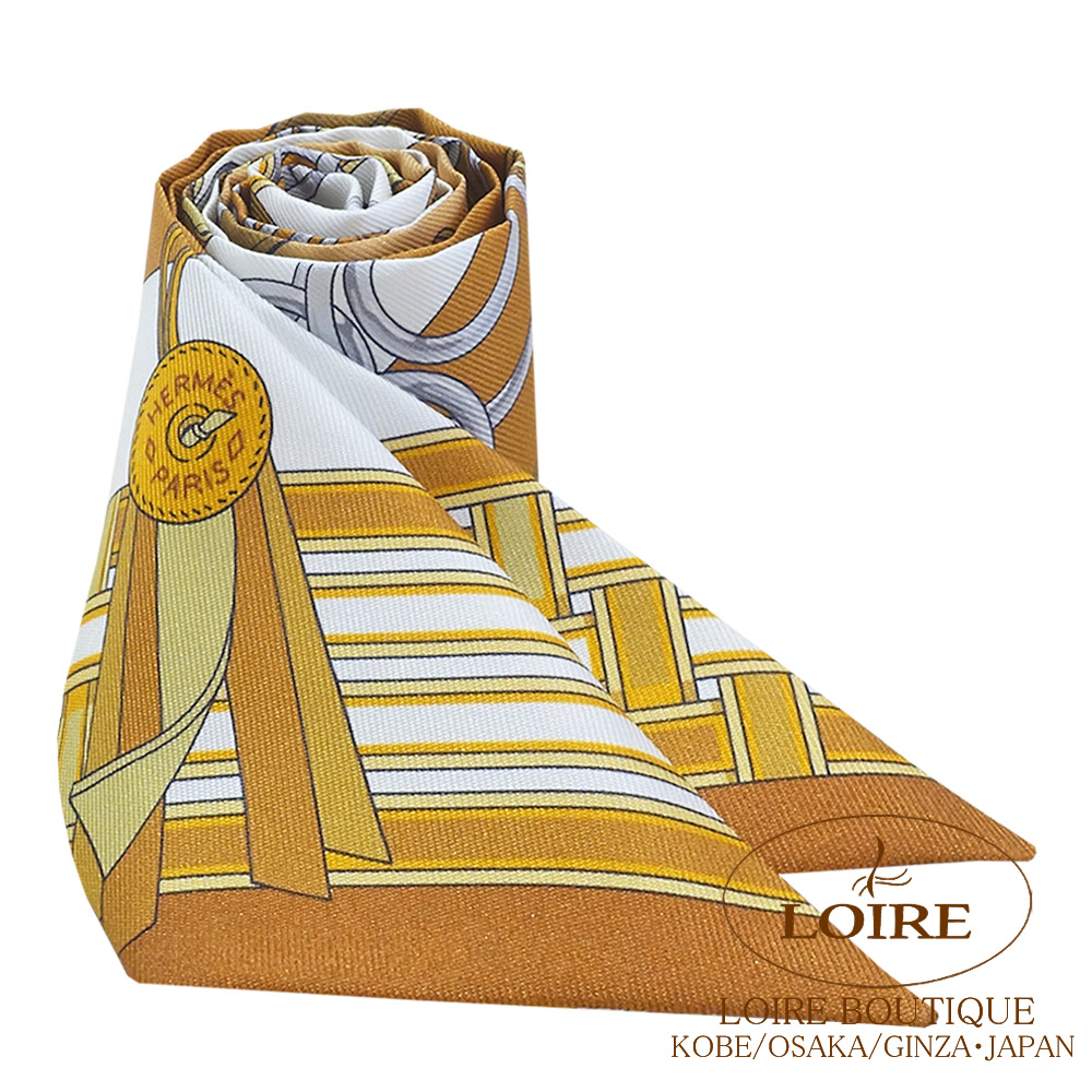 美品！！エルメスツイリー馬勒とチャーム ロデオ柄 キャラメル 白