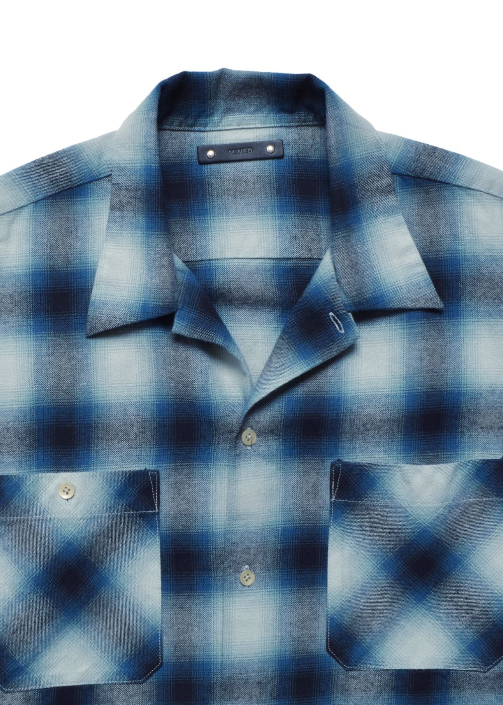 MINEDENIM - C.Flannel Ombre Open Collar SH Collar SH (BPT