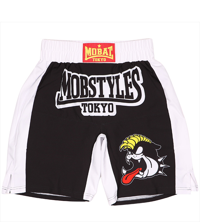 モブスタイルス) MOBSTYLES MOSH PANTS SHORT BLACK×WHITE ZIPポケット