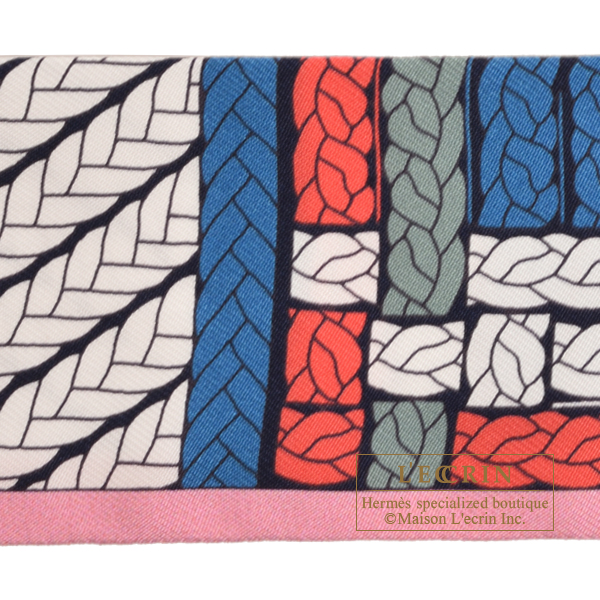 エルメス ツイリー トレスH ブルーコバルト/ローズ/ヴェール シルク