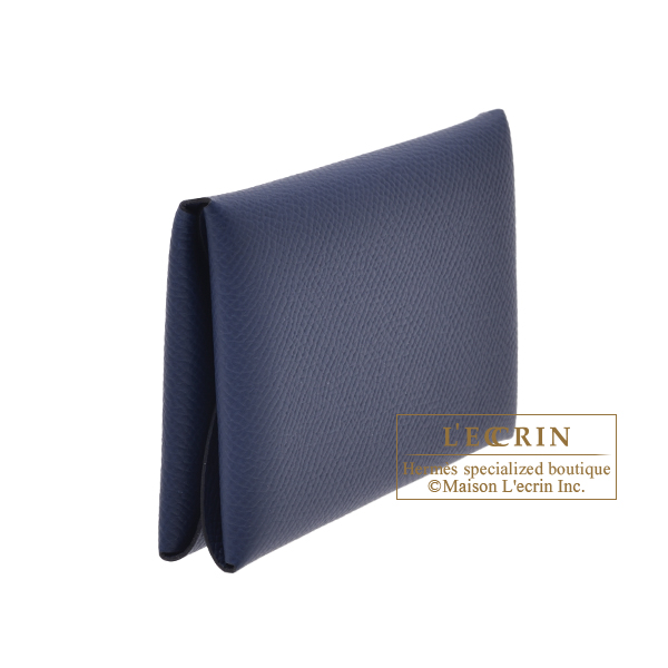 エルメス カルヴィ デュオ ブルーネイビー ヴォーエプソン シルバー