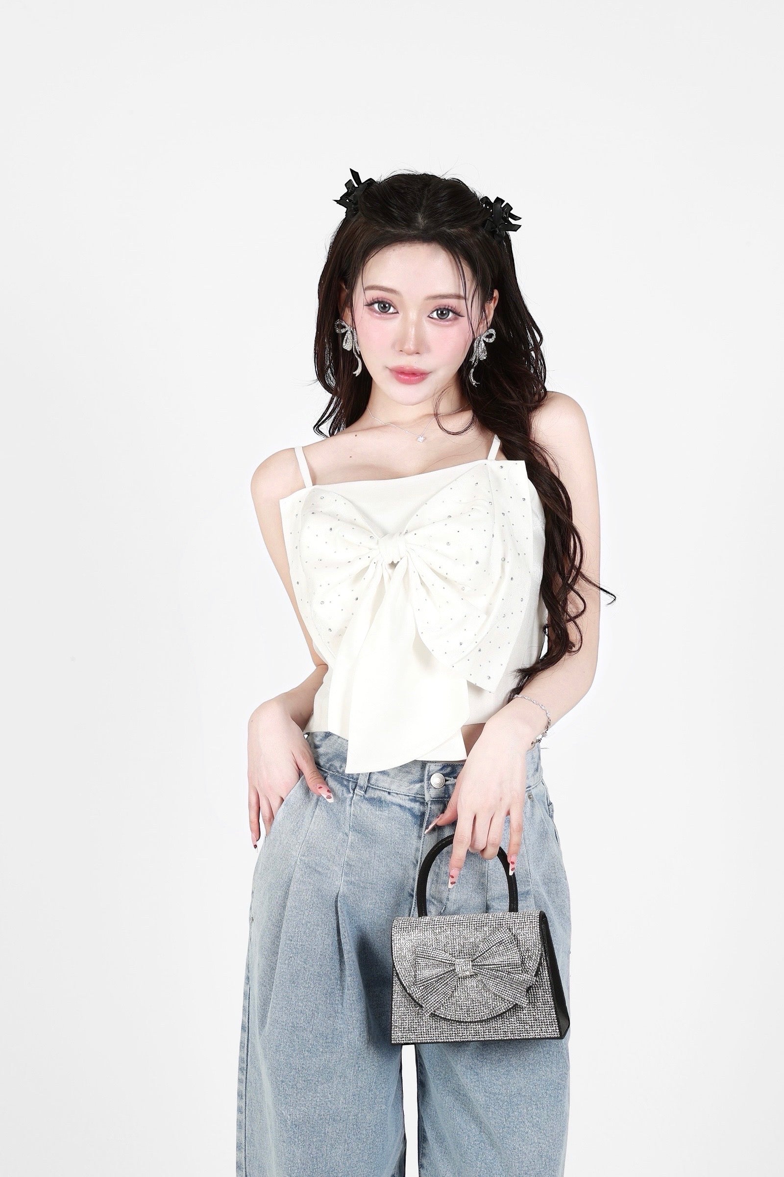 rhinestone ribbon tops｜ラインストーンリボントップス – Lazzli.