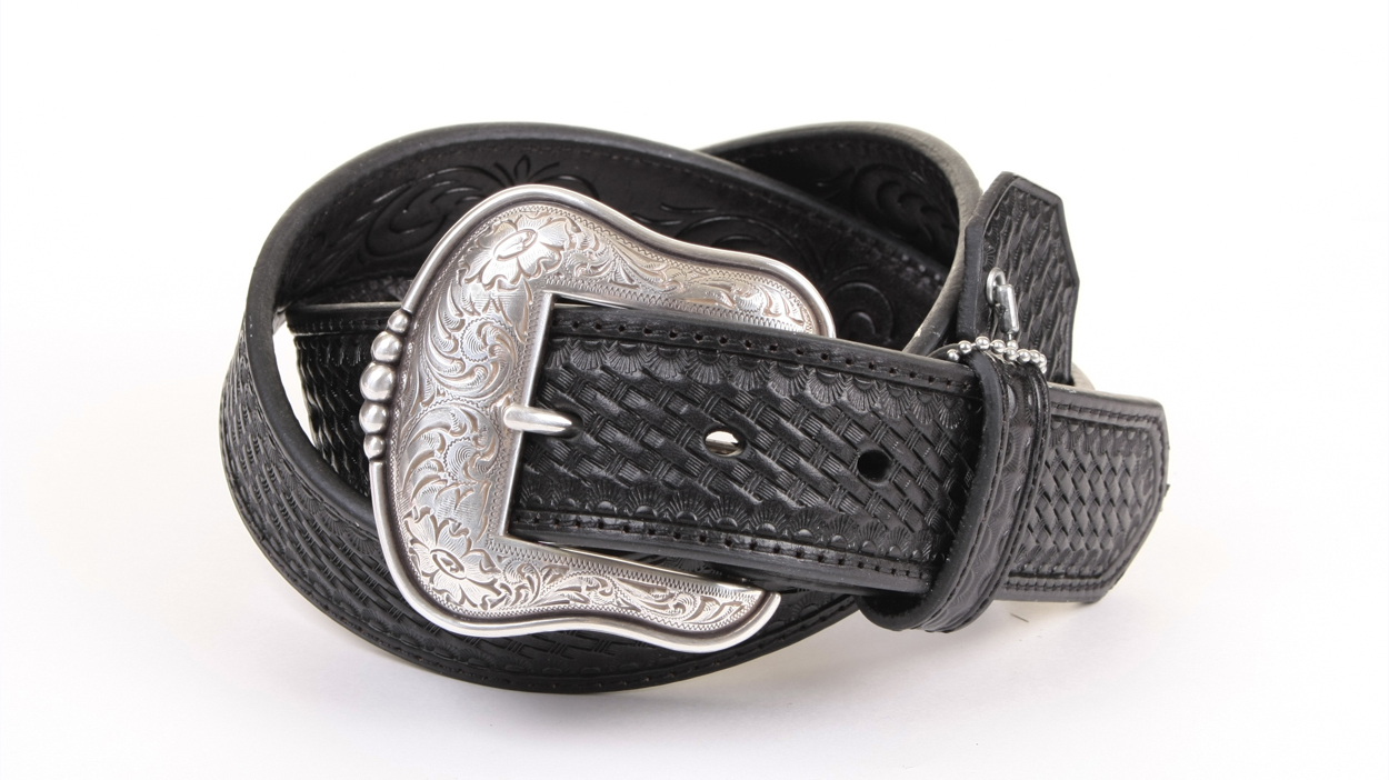 バスケット型押し裏吟ベルト 男女兼用 本革 Horn Works 823367