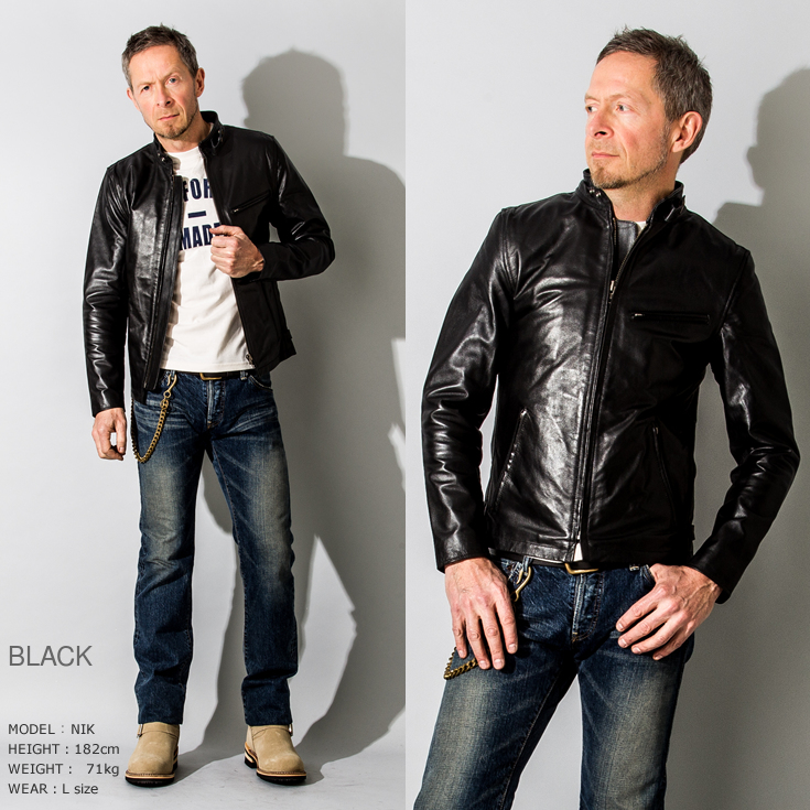 Liugoo Leathers 本革 シングルライダースジャケット メンズ